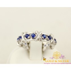 Серебряное кольцо Орлеан с синими камнями 10029рк